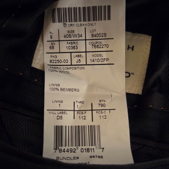 Joseph Abboud Men’s Grey/Blue Suit Jacket, size 40S, 100% wool - Picture 3 of 5